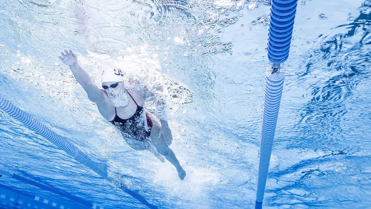 Photo: X | Katie Ledecky  : USA's ace swimmer Katie Ledecky under the water during swimming.